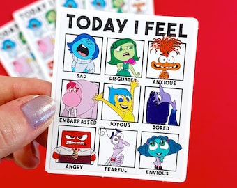 Pegatina troquelada "Hoy me siento/de adentro hacia afuera", fácil de despegar, pegatina de vinilo premium, impermeable, para botella de agua, portátil, funda de teléfono, pegatina para Kindle