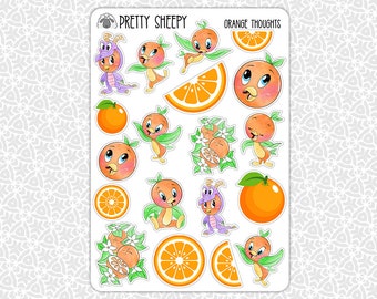 Hoja de pegatinas Pensamientos naranjas / Planificador de regalos de pájaro naranja Planificación Bullet Journal Diario basura Álbum de recortes