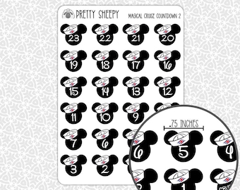 Sticker Sheet Magical Cruise Countdown Stickers | Cruise Stickers Planner Gift Idea Trip Planning Trip Countdown