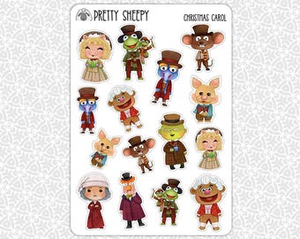 Sticker Sheet Christmas Carol Christmas Stickers | Gift Party Favors Planner Planning Bullet Junk Journal Scrapbook Pretty Sheepy