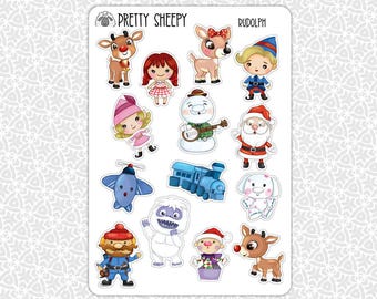 Sticker Sheet Christmas Rudolph Stickers | Gift Planner Planning Bullet Journal Junk Journal Scrapbook Pretty Sheepy