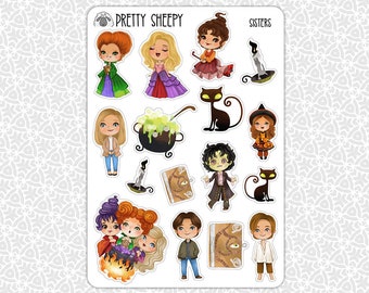 Sticker Sheet Sisters Stickers | Hocus Pocus Halloween Party Favors Planner Planning Bullet Junk Journal Scrapbook Pretty Sheepy