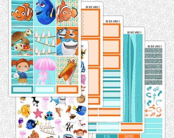 Planner Stickers Big Blue World | Finding Nemo Weekly Planner Kit Functional Stickers Decorative Stickers