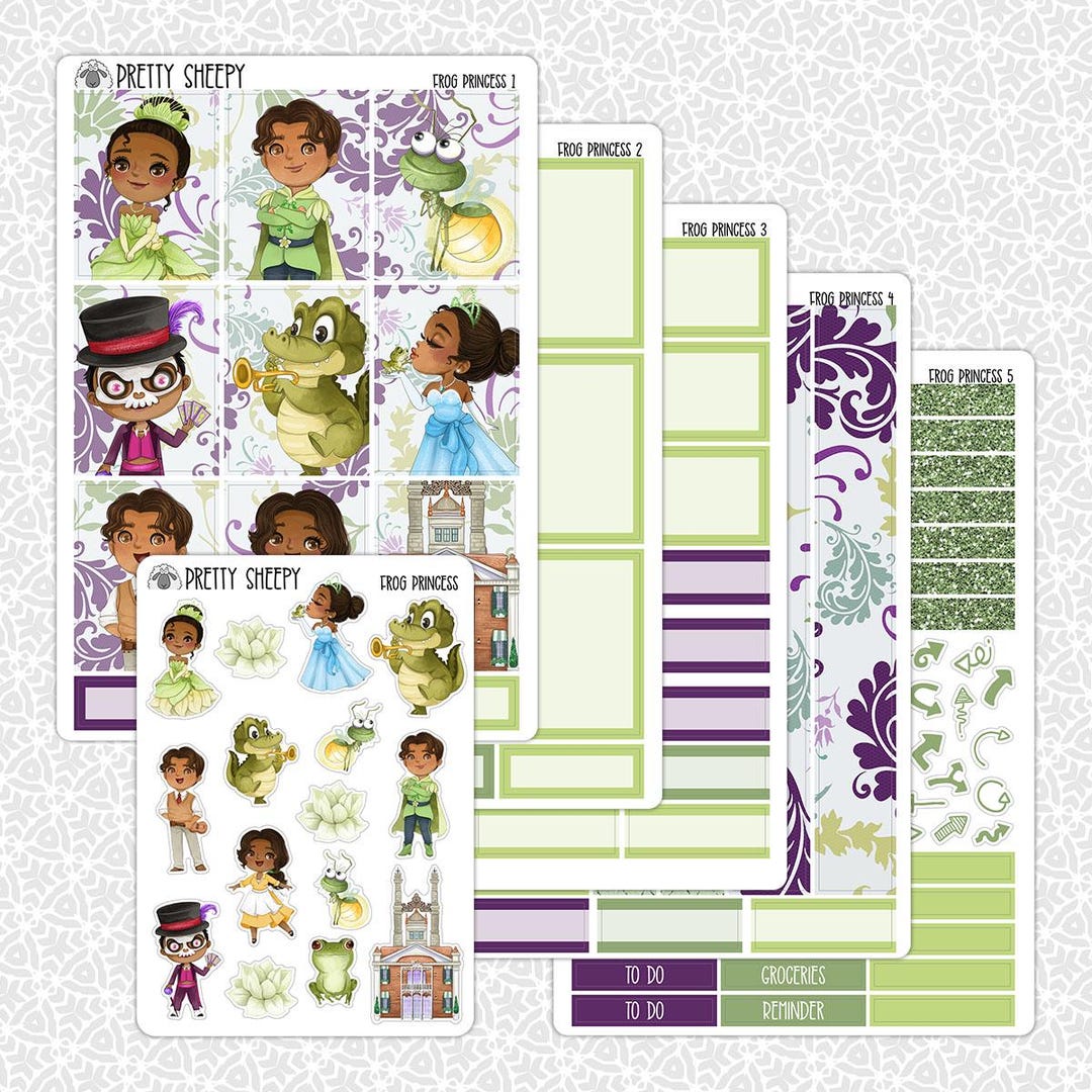 Planner Stickers Frog Princess | Tiana Vertical Weekly Planner Kit ...