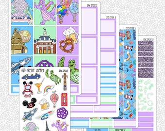 Planner Stickers Epic Epcot | Vertical Weekly Planner Kit Functional Stickers Decorative Stickers