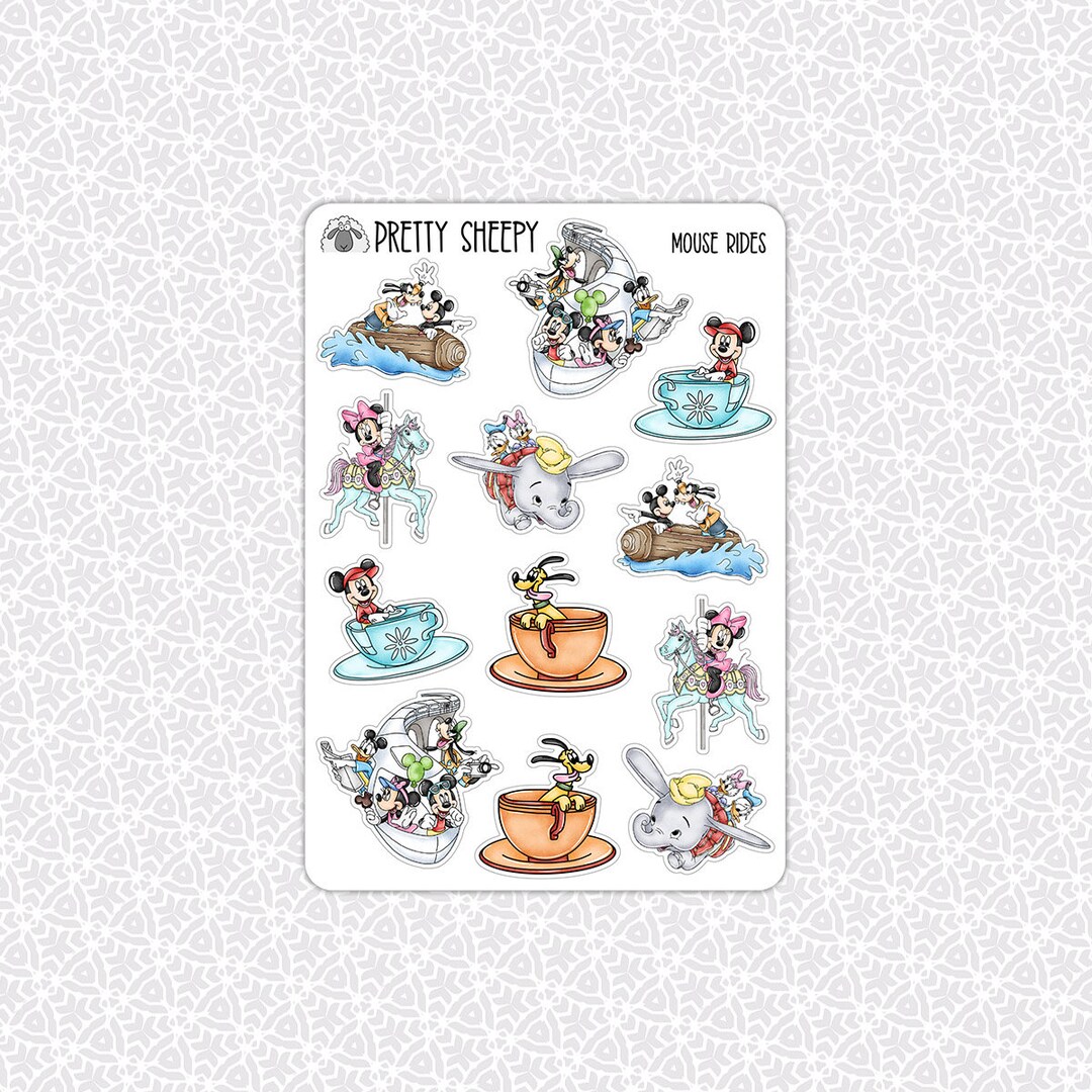 Mouse Ride Sign Sticker Sheet Mouse Rides Stickers | Gift Party Favors Planner Planning ...