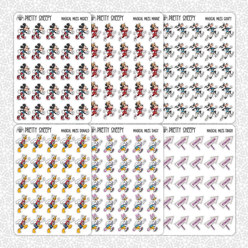 Sticker Sheet Magical Miles Stickers | Rungoals Workout Disney Gift ...