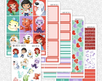 Planner Stickers Under the Sea | Ariel Little Mermaid Weekly Planner Kit Functional Stickers Decorative Stickers Pretty Sheepy