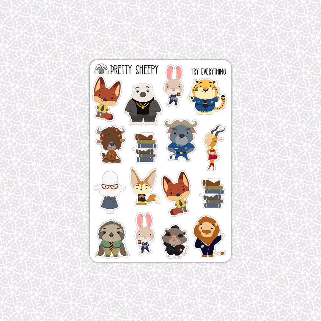 Sticker Sheet Try Everything Stickers | Zootopia Gift Party Favors ...