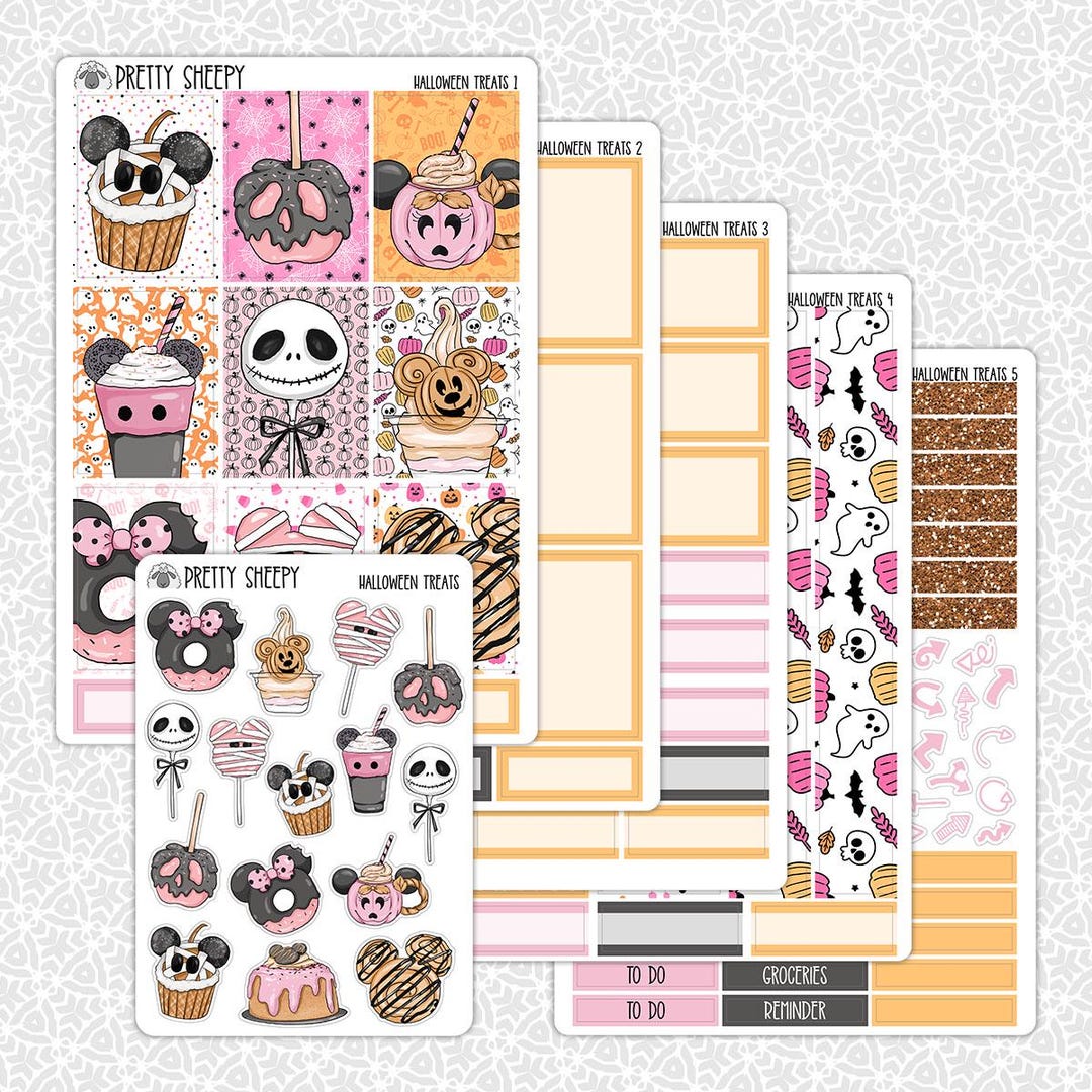 Planner Stickers Halloween Treats | Vertical Weekly Planner Kit ...
