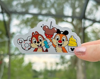 Die Cut Sticker Chip and Dale Snacks | Easy Peel Premium Vinyl Sticker Decal Waterproof Water Bottle Laptop Phone Case Kindle Sticker