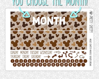 Monthly Planner Stickers Brown Mouse Confetti Header | Monthly Kit for Erin Condren Planners Pick Any Month!