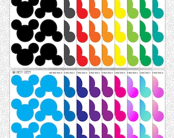 Sticker Sheet Mickey Heads Stickers Large | Colorful Rainbow Planner Gift Planning Bullet Junk Journal Scrapbook