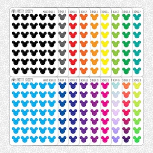 Sticker Sheet Mouse Head Stickers | Mickey Stickers Gift Planner Planning Bullet Junk Journal Scrapbook Pretty Sheepy