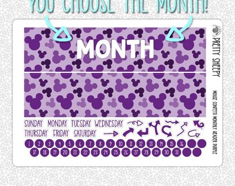 Monthly Planner Stickers Purple Mouse Confetti Header | Monthly Kit for Erin Condren Planners Pick Any Month!