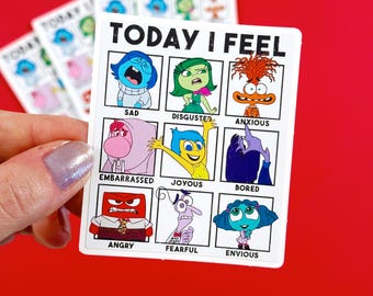 Today I Feel Sticker Easy Peel Vinyl Die Cut Sticker Water Bottle Sticker Laptop Sticker Inside Out Mood Tracker Mental Heath Awareness