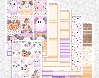 Planner Stickers Cute & Spooky | Halloween Vertical Weekly Planner Kit Functional Stickers Decorative Stickers