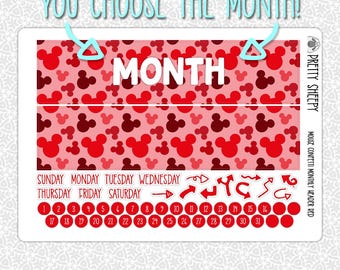 Monthly Planner Stickers Red Mouse Confetti Header | Monthly Kit for Erin Condren Planners Pick Any Month!