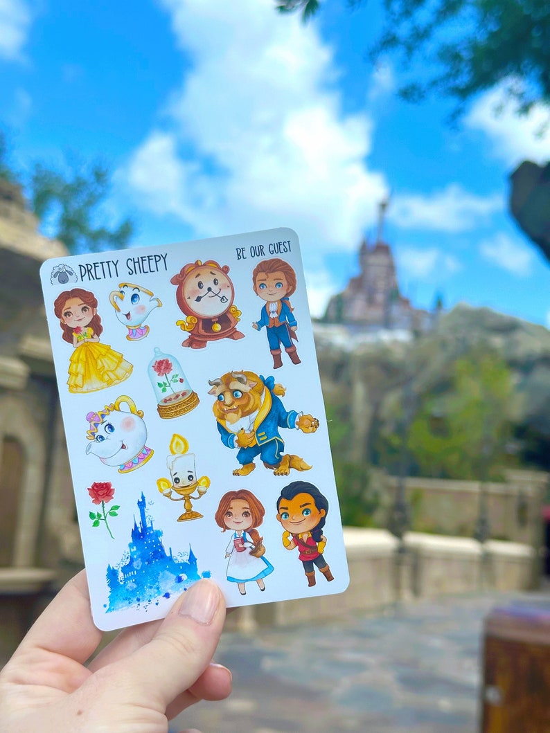 Sticker Sheet Be Our Guest Stickers | Beauty and the Beast Belle Gift ...
