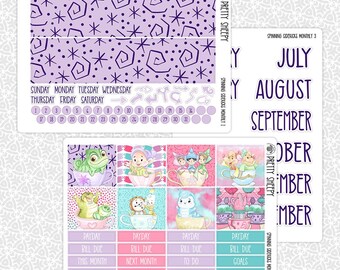 Monthly Planner Stickers Spinning Sidekicks | Mad Tea Party Cups Monthly Kit for Erin Condren Planners Pick Any Month!