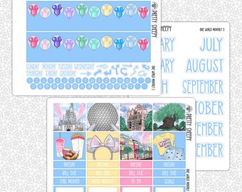 Monthly Planner Stickers One World | WDW Monthly Kit for Erin Condren Planners Pick Any Month! Pretty Sheepy