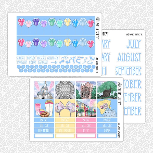 One World Monthly Kit | Monthly Planner Stickers