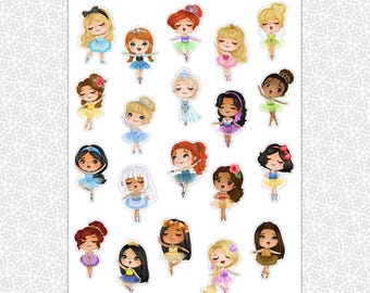 Hoja de pegatinas de princesas bailarinas / Ballet, regalo, recuerdos de fiesta, planificador, planificación, diario, álbum de recortes