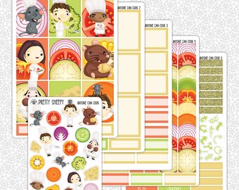 Planner Stickers Anyone Can Cook | Ratatouille Weekly Planner Kit Functional Stickers Decorative Stickers Pretty Sheepy