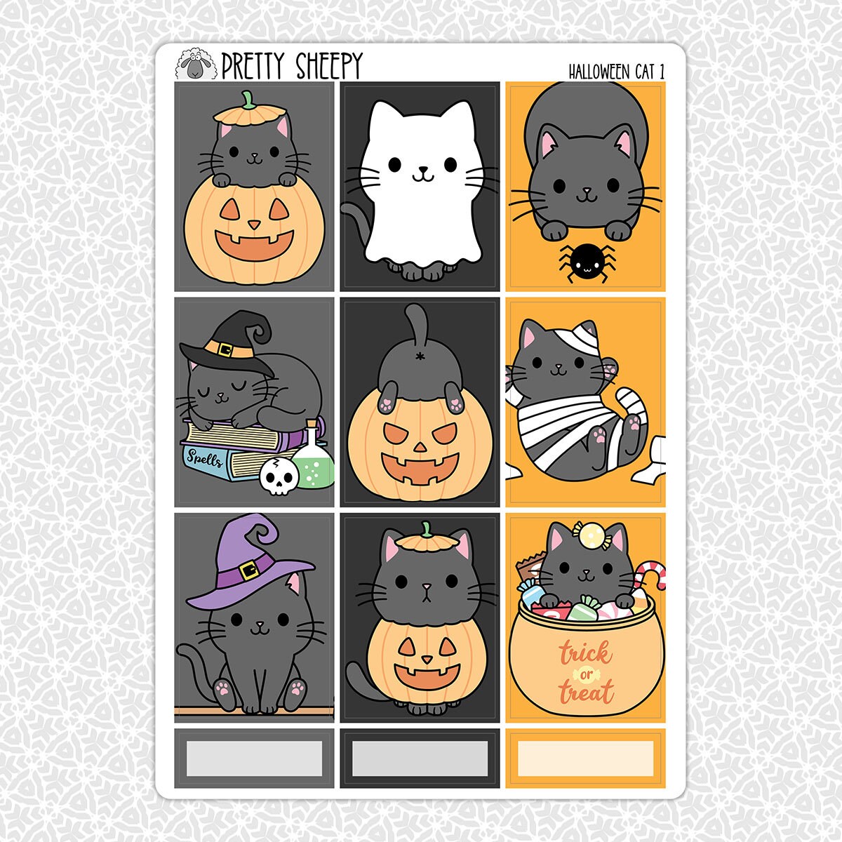 Planner Stickers Halloween Cat | Vertical Weekly Planner Kit Functional ...
