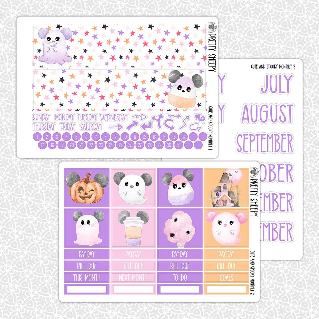 Monthly Planner Stickers Cute & Spooky | Halloween Monthly Kit for Erin ...