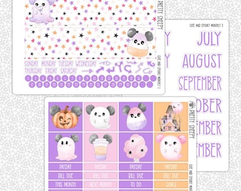 Monthly Planner Stickers Cute & Spooky | Halloween Monthly Kit for Erin Condren Planners Pretty Sheepy