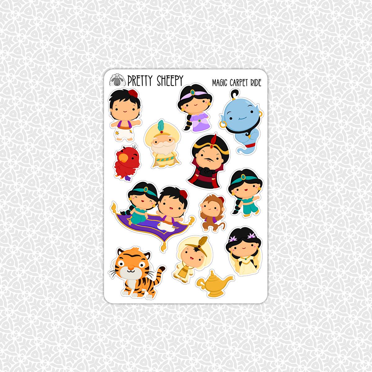 Magic Carpet Sticker Sticker Sheet Magic Carpet Ride Stickers | Aladdin Jasmine Gift Party ...