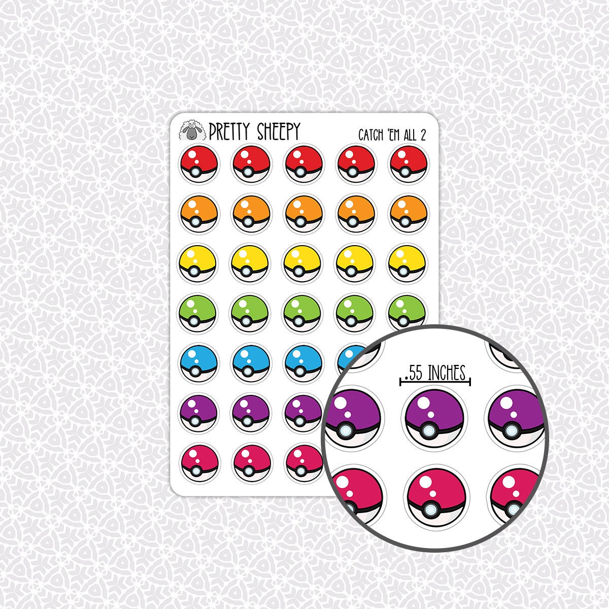 Sticker Sheet Catch 'em All Stickers | Anime Stickers Video Game Gift ...