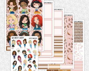 Planner Stickers Coffee Princesses | Weekly Planning Kit Functional Stickers Decorative Stickers