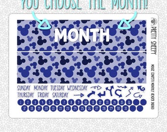 Monthly Planner Stickers Indigo Mouse Confetti Header | Monthly Kit for Erin Condren Planners Pick Any Month!