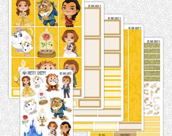 Planner Stickers Be Our Guest | Belle Beauty and the Beast Weekly Planner Kit Functional Stickers Decorative