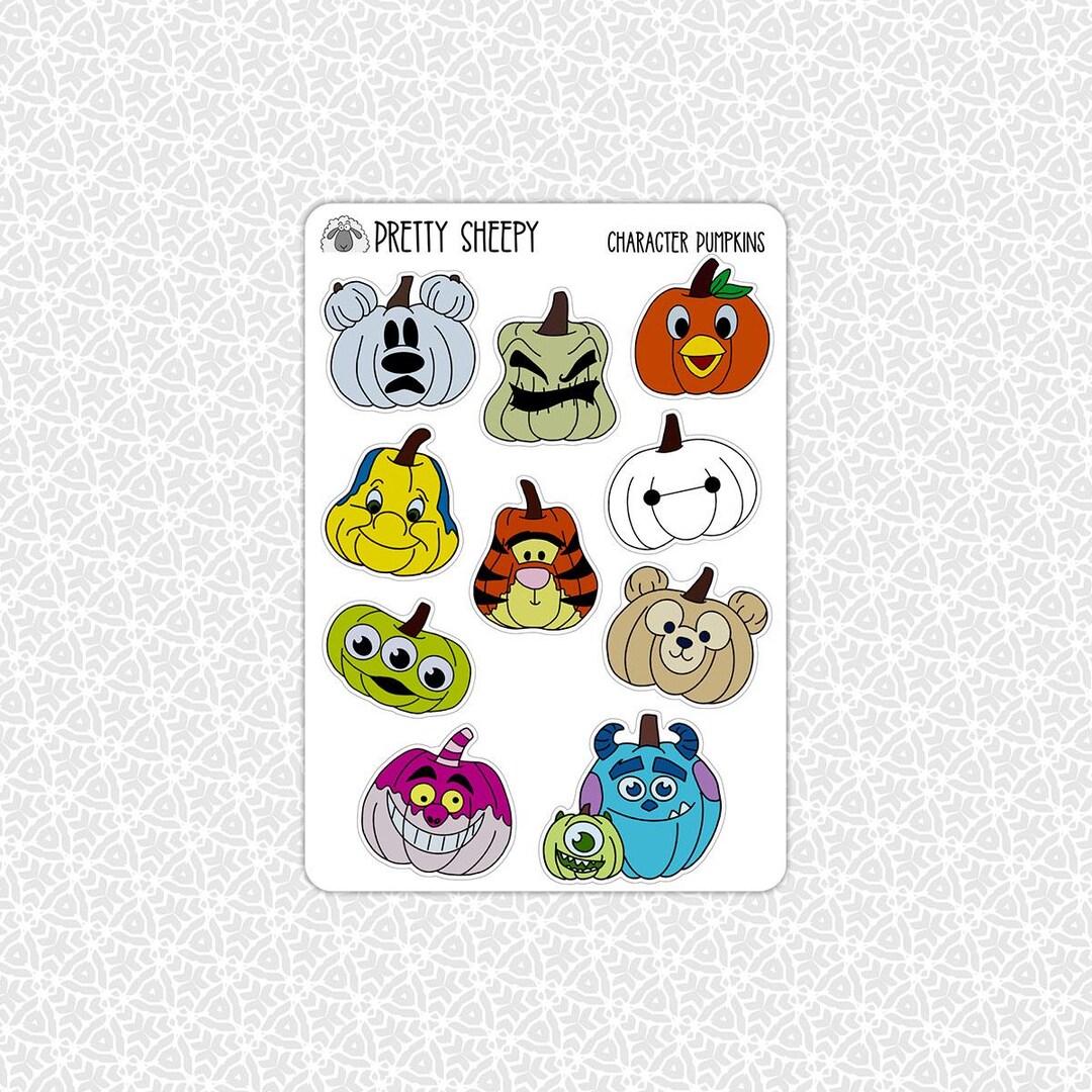 Sticker Sheet Character Pumpkins Stickers | Halloween Disney Gift Party ...