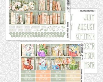 Monthly Planner Stickers Bookworm Sidekicks | Cozy Bookish Book-Lover Reading Monthly Kit for Erin Condren Planners Pick Any Month!
