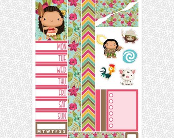 Planner Stickers How Far I'll Go Sampler | Moana Planning Bullet Junk Journal Scrapbook Kit