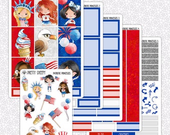 Planner Stickers Patriotic Princesses | Disney 4th of July America 250 Independence Day Pretty Sheepy