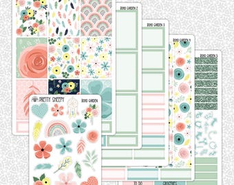 Planner Stickers Boho Garden | Cute Pretty Weekly Planner Kit Functional Stickers Decorative Stickers