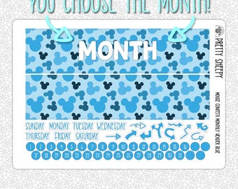 Monthly Planner Stickers Blue Mouse Confetti Header | Monthly Kit for Erin Condren Planners Pick Any Month!