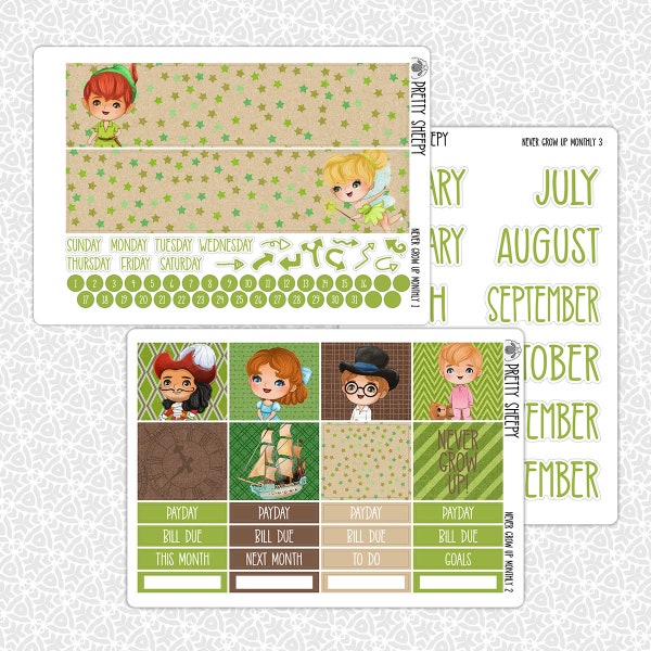 Never Grow Up Monthly Kit | Monthly Planner Stickers