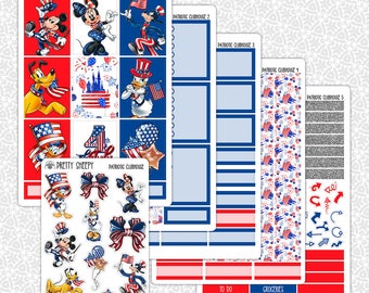 Pegatinas de planificador Patriotic Clubhouse / Kit de planificador semanal de Mickey Pegatinas funcionales Pegatinas decorativas