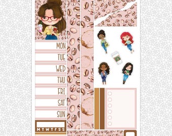 Planner Stickers Coffee Princesses Sampler | Planning Bullet Junk Journal Scrapbook Kit