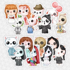 Horror Kitties Halloween Sticker Set | Easy Peel Premium Vinyl Sticker Decal Waterproof Water Bottle Laptop Phone Case Kindle Sticker