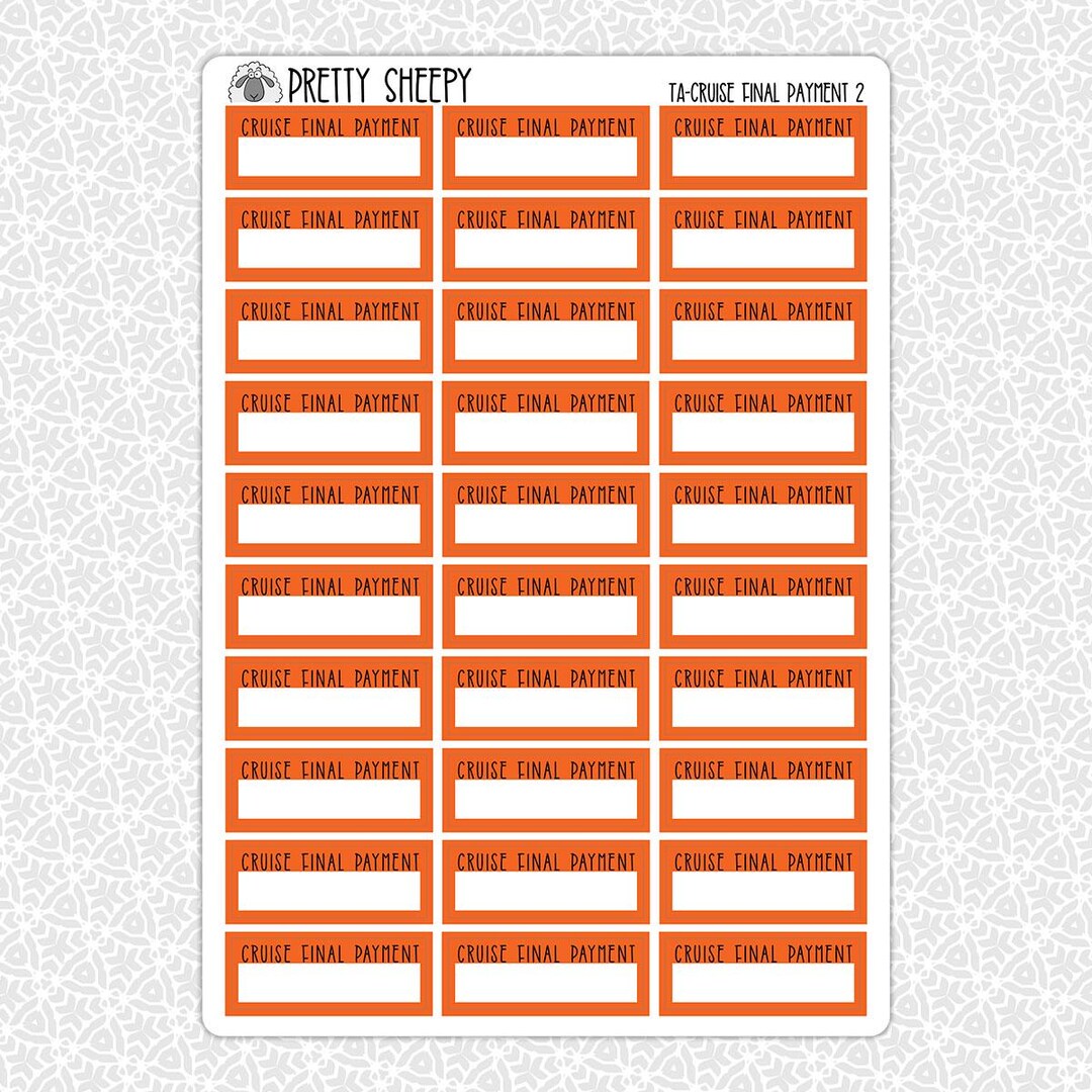 Travel Agent Stickers - Cruise Final Payment - Travel Agent Planner ...