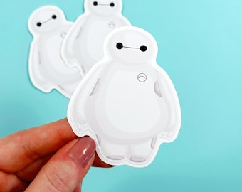 Pegatina troquelada Baymax / Vinilo premium fácil de despegar, calcomanía impermeable para botella de agua, portátil, funda de teléfono, pegatina para Kindle