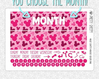 Monthly Planner Stickers Pink Mouse Confetti Header | Monthly Kit for Erin Condren Planners Pick Any Month!
