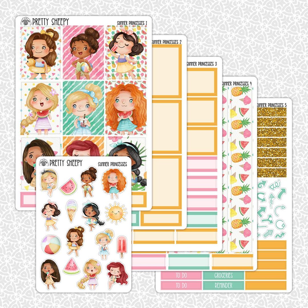 Spring Break Countdown Sticker Planner Stickers Summer Princesses | Spring Break Vacation Weekly ...